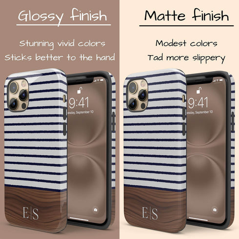 Custom Initials Rustic Wood Stripes iPhone Case